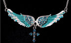 Angel Wings Cross Pendant Necklace with Crystals