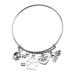 I Love My Dog Charm Bangle Bracelet with Paw Print
