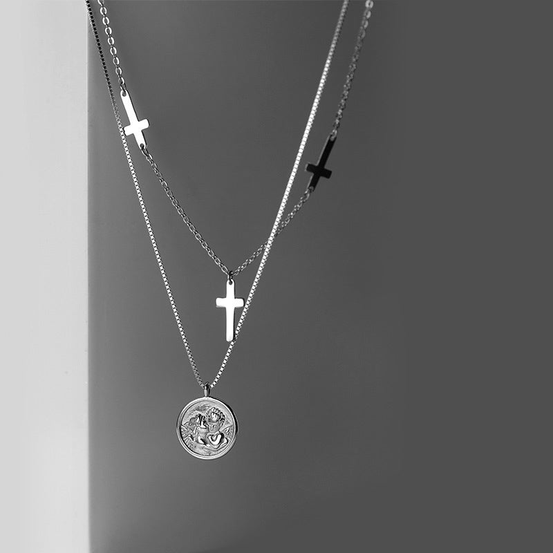 Ailuoqi Silver Vintage Cross Pendant Necklace