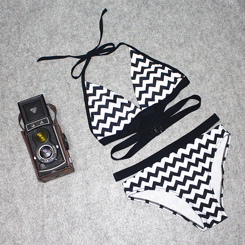 Chevron Print Halter Bikini Set