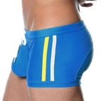 Men's Black Side-Stripe Swim Trunks