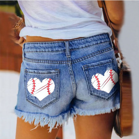 WOLFF Women's Denim Shorts with Distressed Details