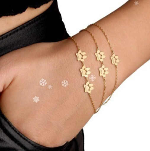 Personalized Pet Paw Print Name Bracelet