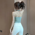 Women's Slim Fit Sleeveless Mesh Back Halter Top