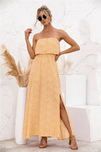 Floral Split Dress with Tube Top for Women