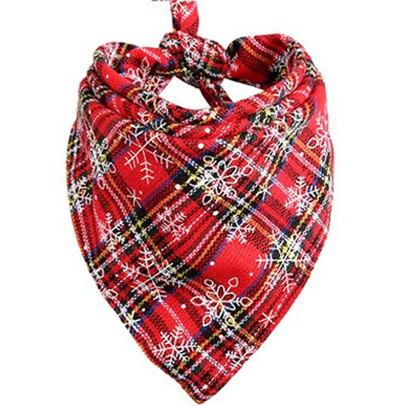 Pet Bandana Triangle Tie On Scarf for Dogs and Cats Plaid Snowflake Lemon Banana Prints Adjustable Cotton Neckerchief All Seasons