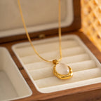 18K Gold-Plated Cat Eye Stone Pendant Necklace