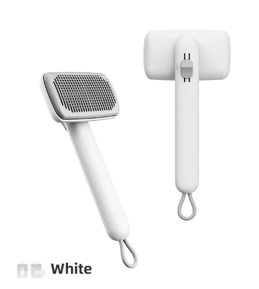 Self-Cleaning Slicker Brush for Cats & Dogs, One-Button Retractable Pet Deshedding Grooming Brush with Cute Stand, Removes Loose Hair & Mats