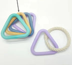 Dog Chew Toy Triangle Tug of War Rope Set, Durable TPR Foam Molar Teething Toy for Small Medium Dogs, Interactive Dental Cleaning Play Ring