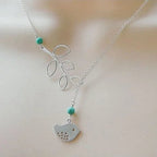 Turquoise Bird and Branch Lariat Necklace