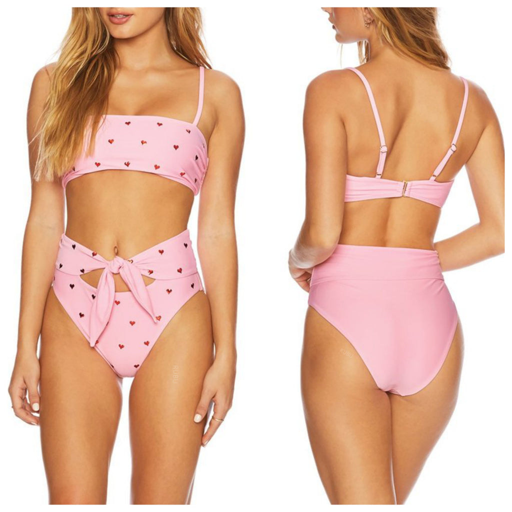 Heart Print High-Waisted Bikini Set