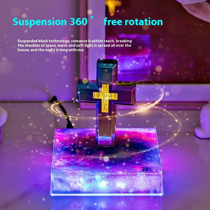 Floating Magnetic Cross Bible Lamp | Christian Home Decor