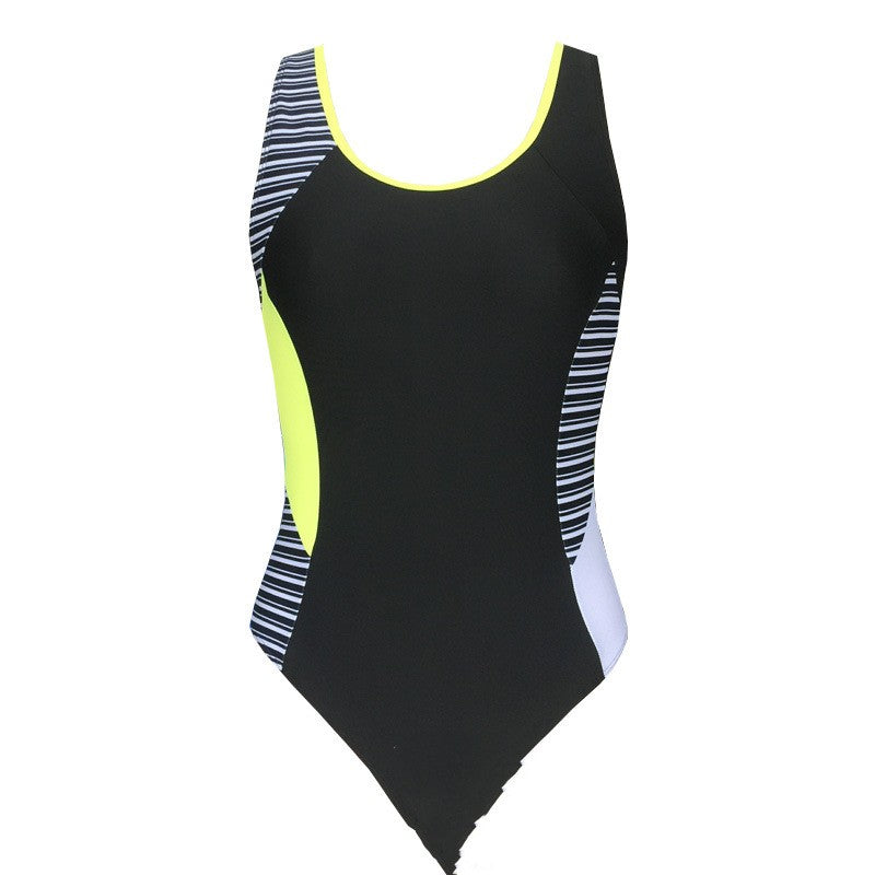 Color-Block Athletic One-Piece Swimsuit