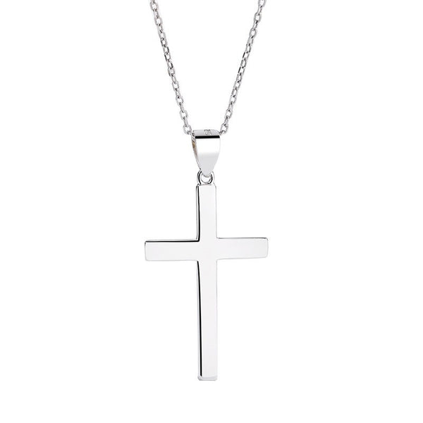 Silver Plain Cross Pendant Necklace