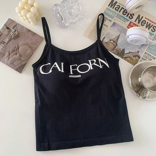 Sleeveless Printed Letter Tank Top for Women
