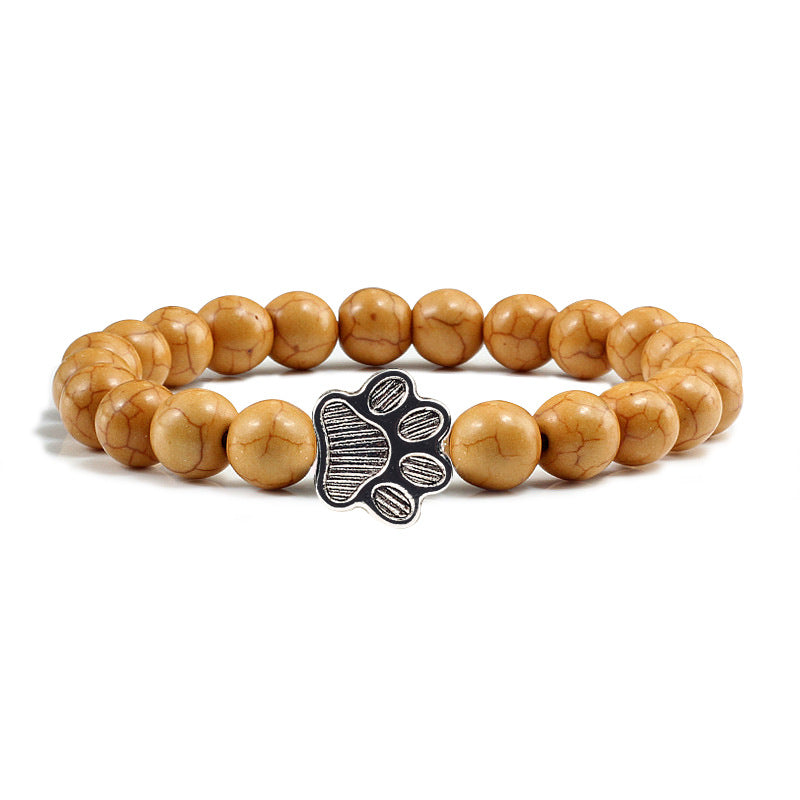 Beaded Bracelet with Dog Paw Charm