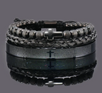Steel Cross Adjustable Beaded Bracelet