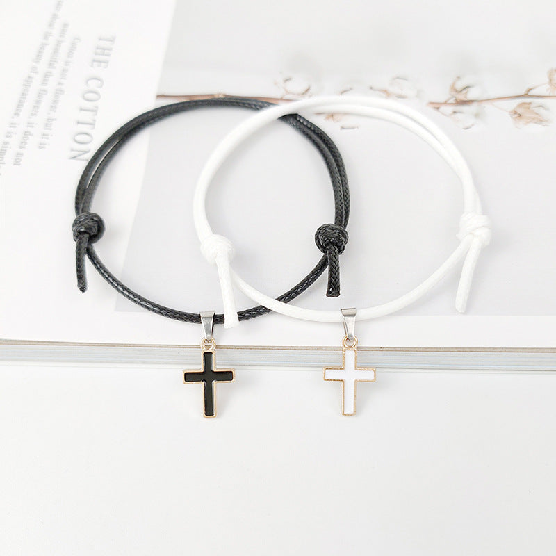 Cross Wax Rope Bracelet for Men and Women