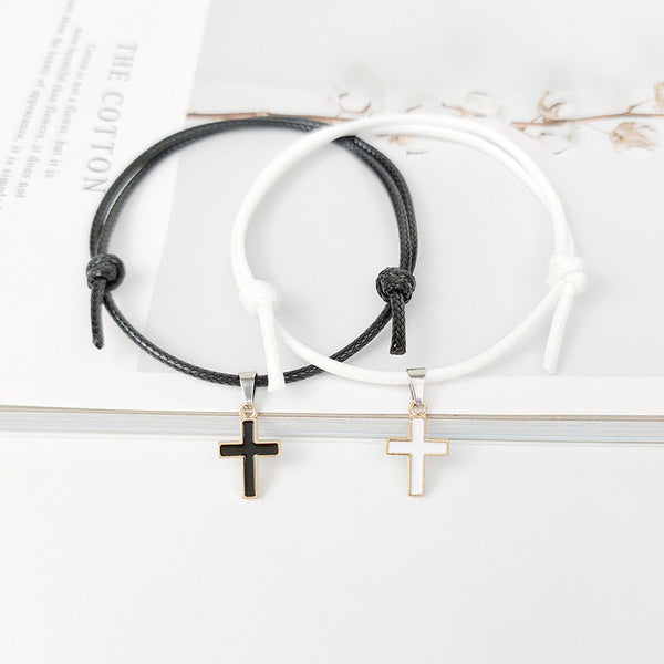 Cross Wax Rope Bracelet for Men and Women