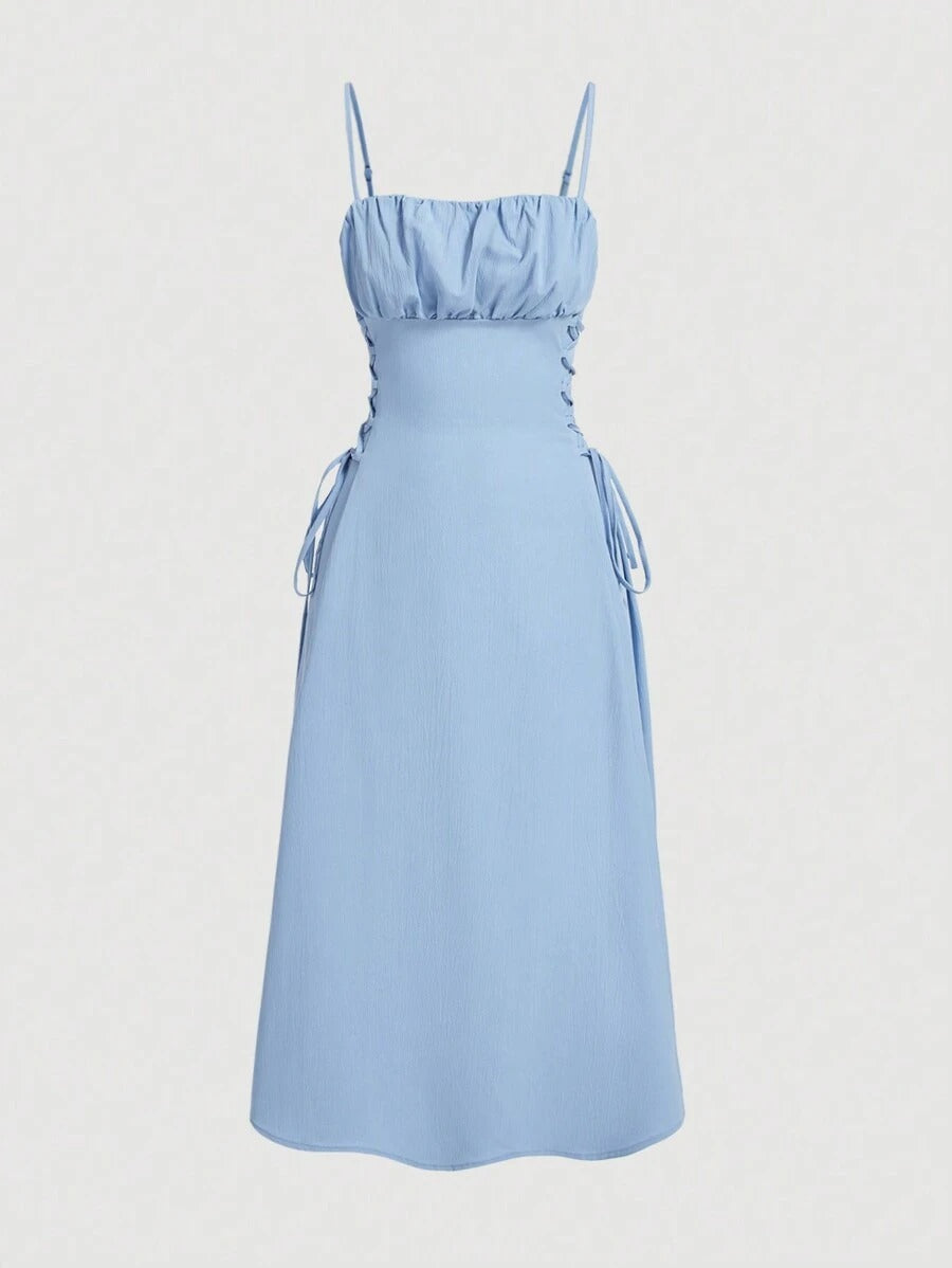 Women's Spaghetti Strap Side-Tie Midi Dress