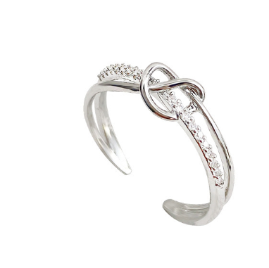 Winding Cross Ring with Micro Inlaid Zircon Design