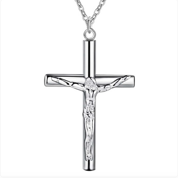 Silver Jesus Crucifix Cross Necklace | Christian Jewelry