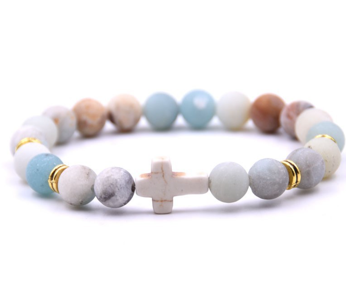Stone White Turquoise Cross Bracelet (Multi-color)