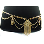 Boho Silver Tassel Waist Body Chain