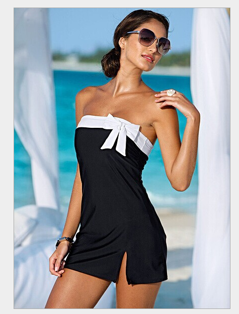 Strapless Bow Beach Swim Dress