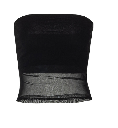 Strapless Mesh-Panel Tube Top