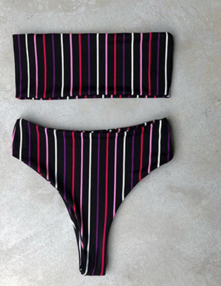 Striped Bandeau Bikini Set