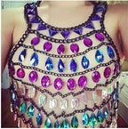 Rhinestone Chain Body-Jewelry Halter Top