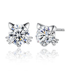 Cat Ear Studs, Platinum-Plated Earrings for Women