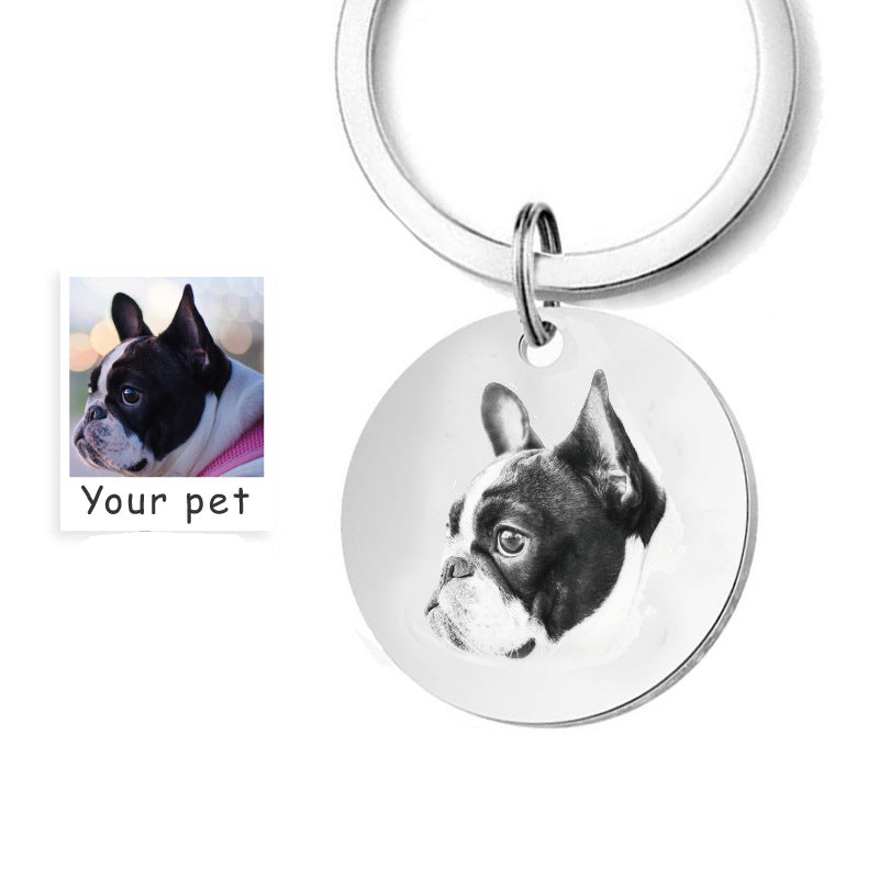Pet Dog and Cat Tag Pendant Photo Keychain