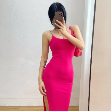 Elegant Spaghetti Strap Split Dress