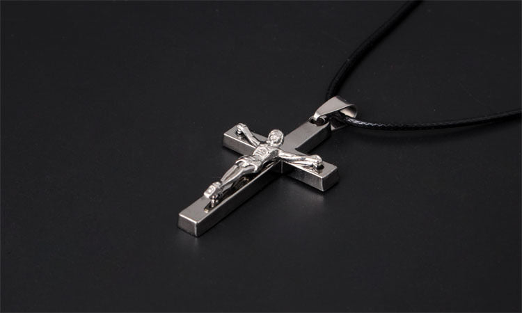 Titanium Steel Jesus Crucifix Cross Pendant Necklace | Christian Jewelry