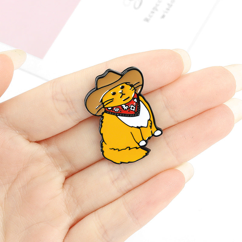Cowboy Cat Enamel Pin Brooch