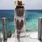 Sheer Lace Long Kimono Beach Cover-Up