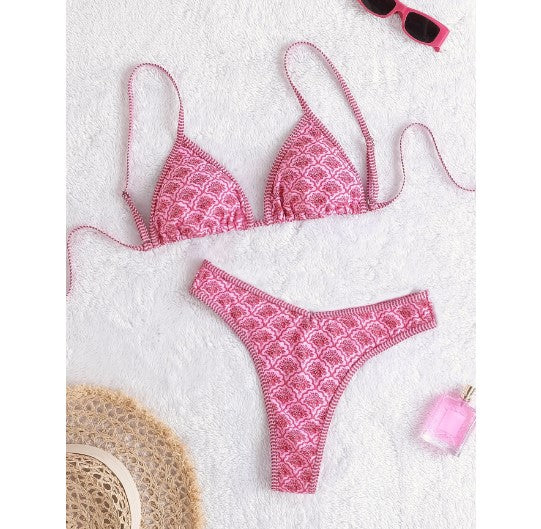 Gingham Floral Triangle Bikini Set
