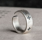 Retro Silver Cross Band Ring