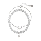 Star and Moon Cat's Eye Stone Bracelet Set