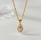 Marquise Green Zircon Halo Pendant Necklace