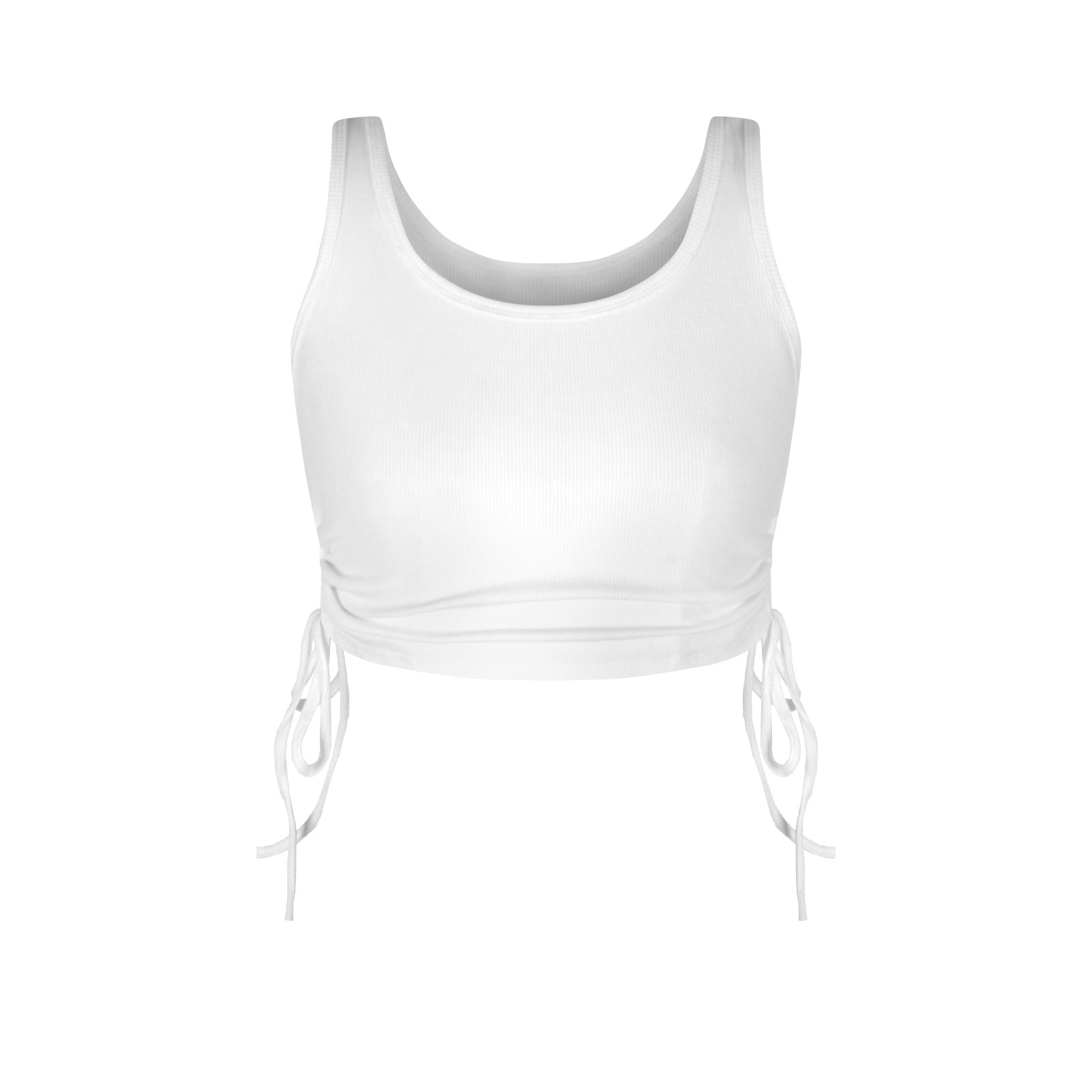 Solid Color Drawstring Crop Top for Summer Fashion