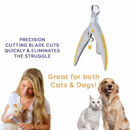 Pet Nail Clipper with LED Light 5X Magnifying Lens Cat Dog Nail Trimmer Grinder Safety Guard Precision Grooming Tool