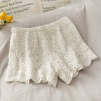 High Waist Hollow Lace Shorts for Women