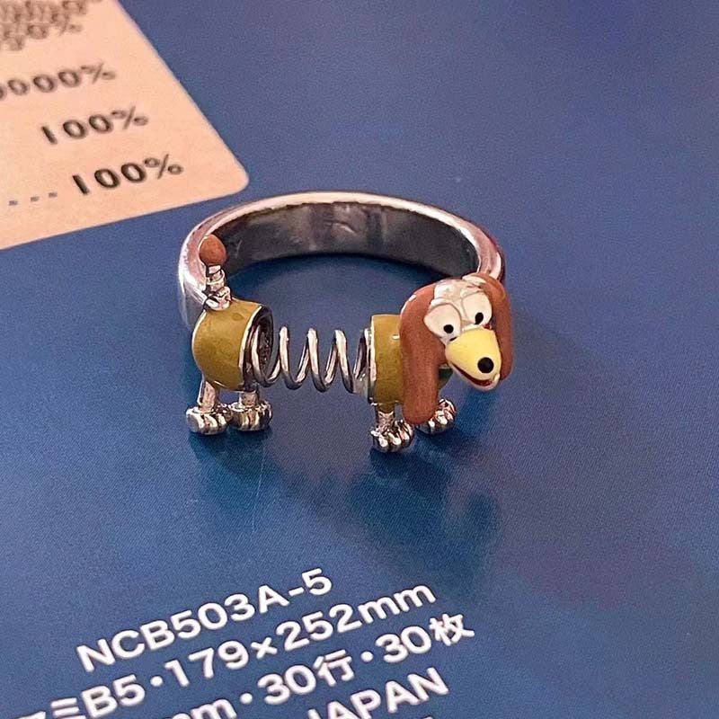 Cartoon Spring Slinky Dog Ring