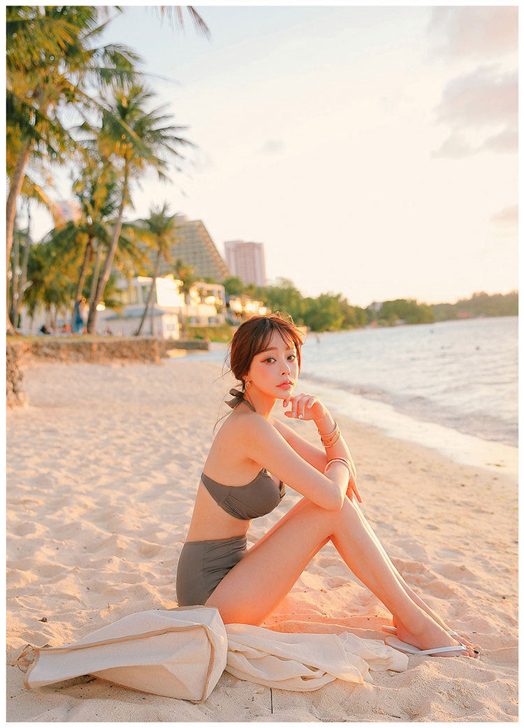 Twist-Front High-Waist Bikini Set