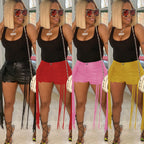 Women's Dunhuang Mandy Fringe PU Leather Shorts