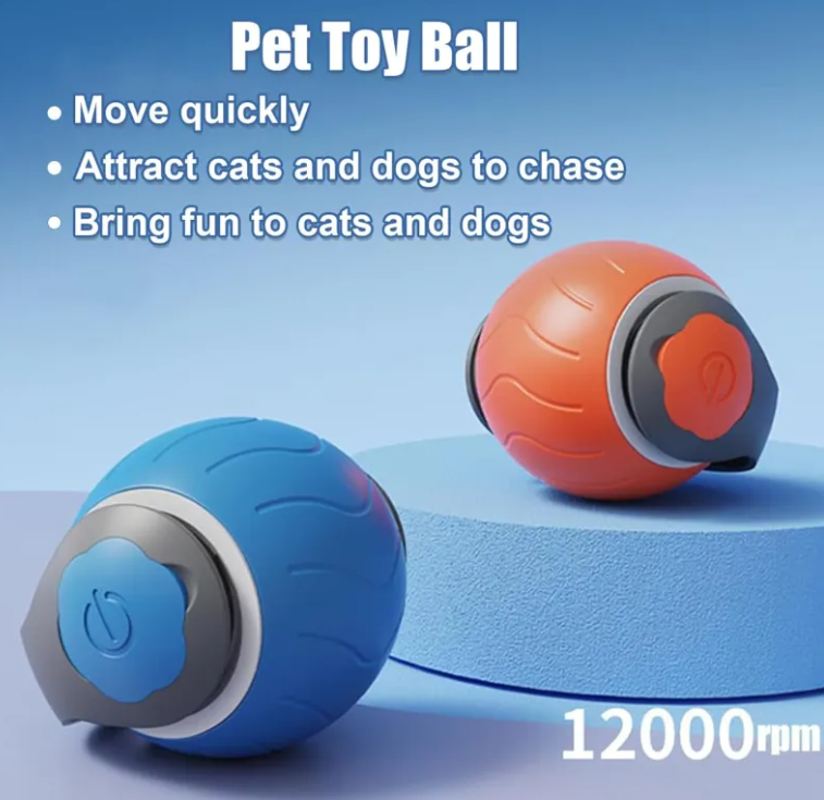 Interactive Pet Ball Toy Electric Self-Rolling USB Rechargeable Smart Motion Cat Dog Toy with Wagging Tail