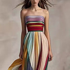 Women's Sexy Tube Top Backless Printed Maxi Dress